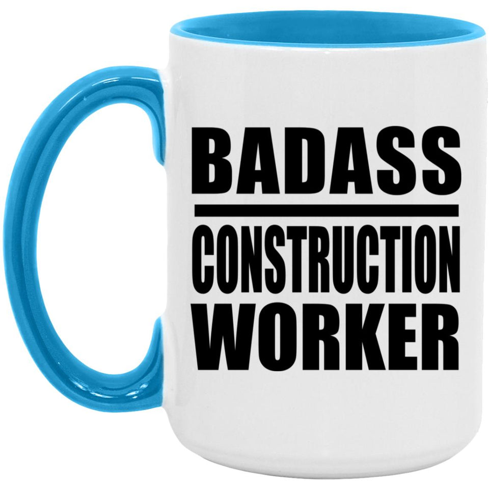 Badass Construction Worker - 15oz Accent Mug Blue
