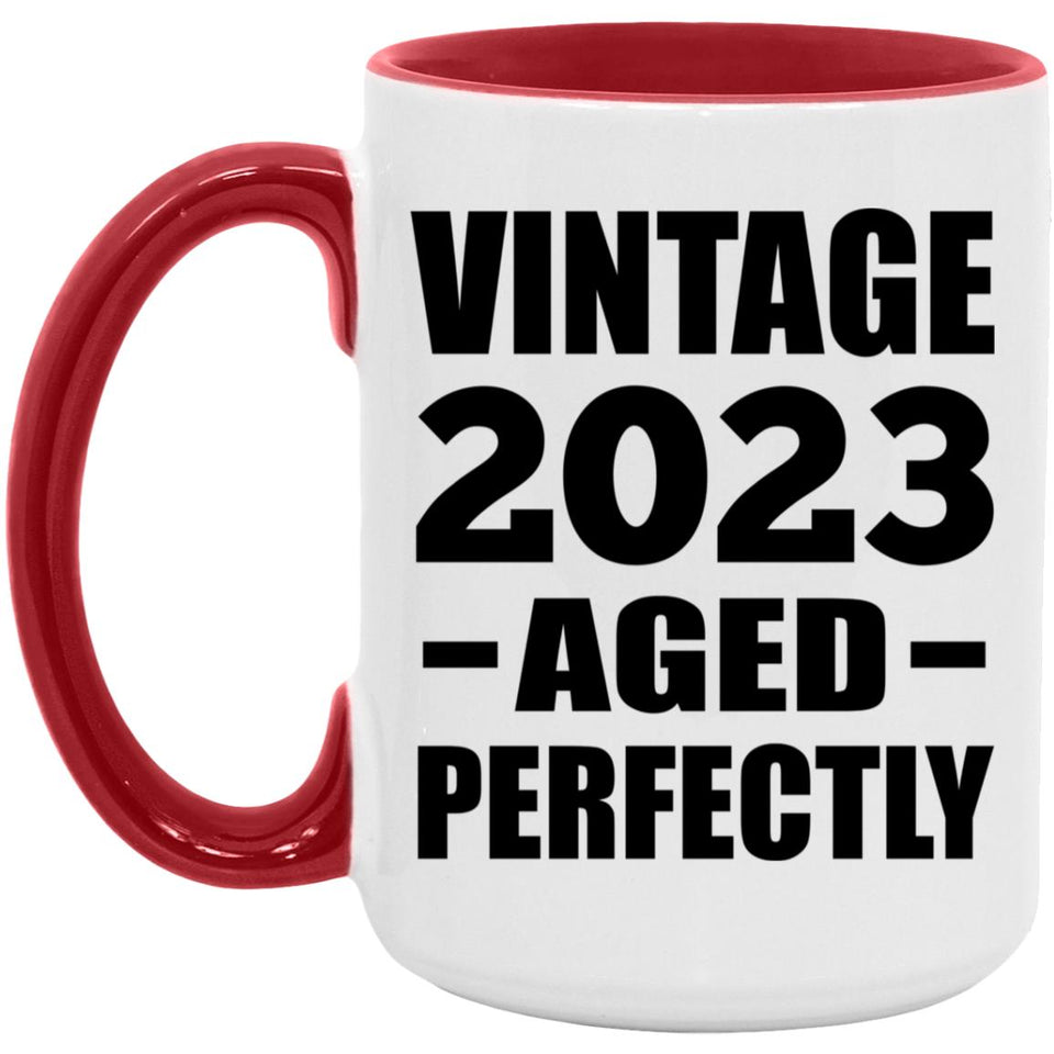 1st Birthday Vintage 2023 Aged Perfectly - 15oz Accent Mug Red