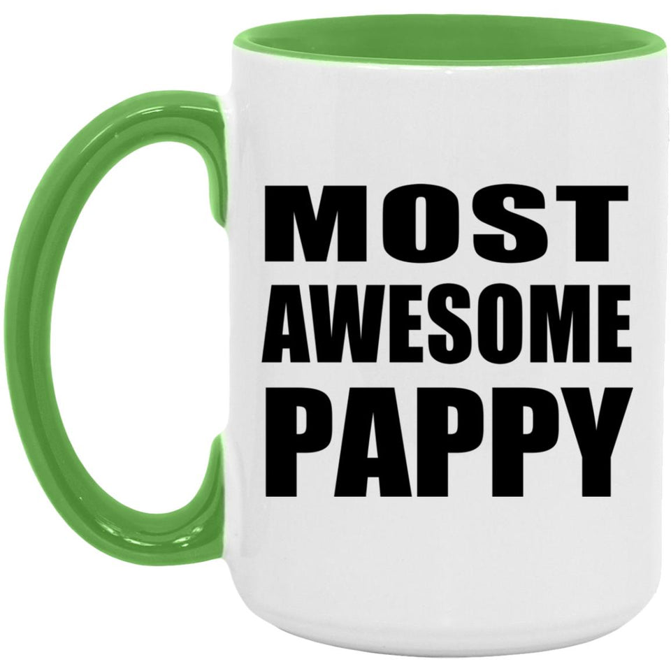 Most Awesome Pappy - 15oz Accent Mug Green