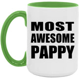 Most Awesome Pappy - 15oz Accent Mug Green