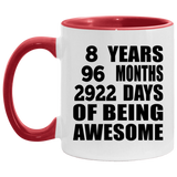 8th Birthday 8 Years 96 Months 2922 Days Of Awesome - 11oz Accent Mug Red