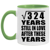 18th Anniversary Square Root of 324 Years Still In Love - 11oz Accent Mug Green