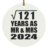 11th Anniversary Square Root of 121 Years As Mr & Mrs 2024 - Circle Ornament