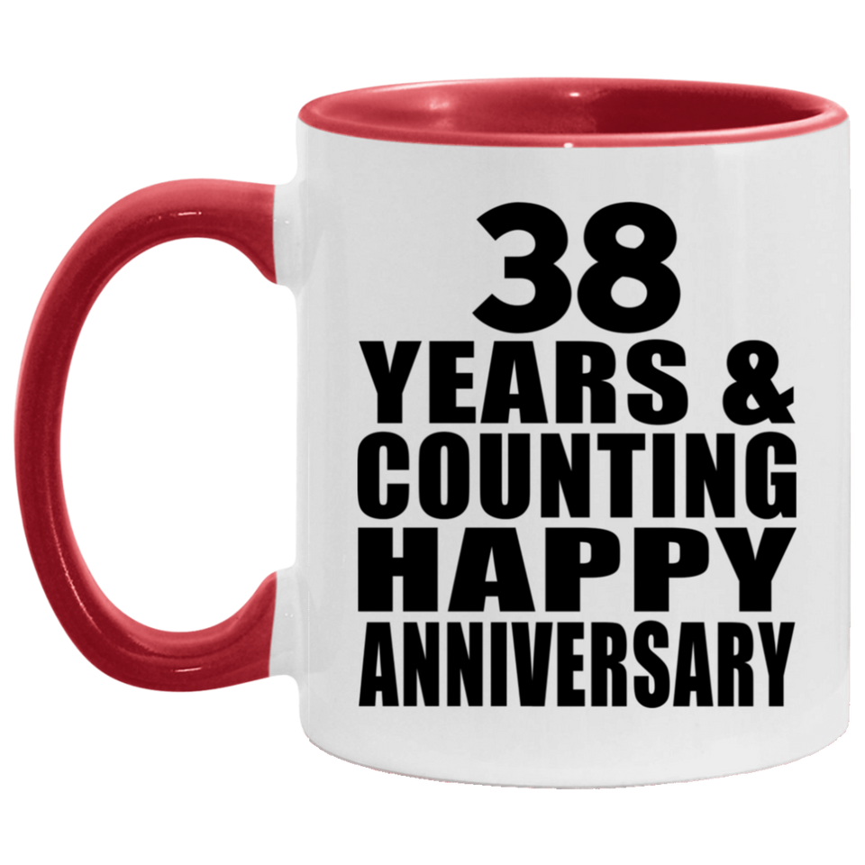Happy 38th Anniversary 38 Years & Counting - 11oz Accent Mug Red