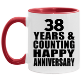 Happy 38th Anniversary 38 Years & Counting - 11oz Accent Mug Red