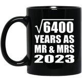 80th Anniversary Square Root of 6400 Years As Mr & Mrs 2023 - 11oz Coffee Mug Black