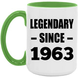 61st Birthday Legendary Since 1963 - 15oz Accent Mug Green