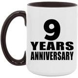 9th Anniversary 9 Years - 15oz Accent Mug Black