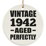 82nd Birthday Vintage 1942 Aged Perfectly - Circle Ornament