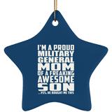 Proud Military General Mom Of Awesome Son - Star Ornament