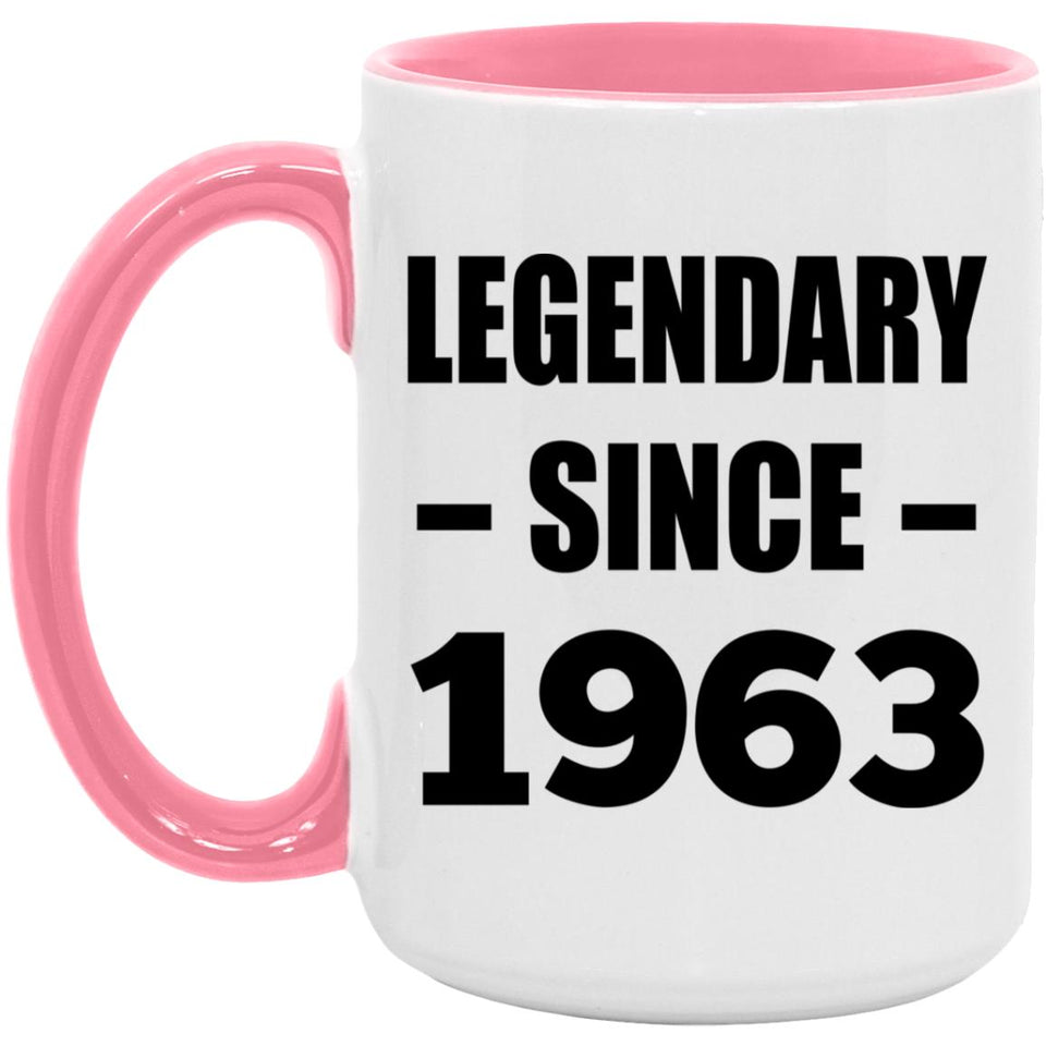 61st Birthday Legendary Since 1963 - 15oz Accent Mug Pink