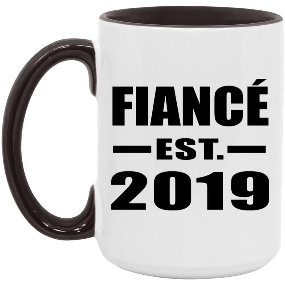 Fiance Established EST. 2019 - 15oz Accent Mug Black