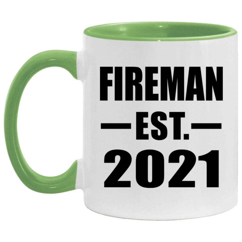 Fireman Established EST. 2021 - 11oz Accent Mug Green