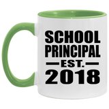 School Principal Established EST. 2018 - 11oz Accent Mug Green