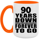 90th Anniversary 90 Years Down Forever to Go - 15oz Accent Mug Orange