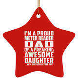 Proud Meter Reader Dad Of Awesome Daughter - Star Ornament