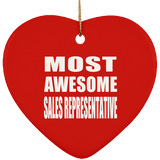 Most Awesome Sales Representative - Heart Ornament