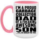 Proud Garbage Collector Dad Of Awesome Son - 15oz Accent Mug Pink