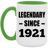103rd Birthday Legendary Since 1921 - 15oz Accent Mug Green