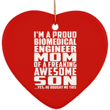 Proud Biomedical Engineer Mom Of Awesome Son - Heart Ornament