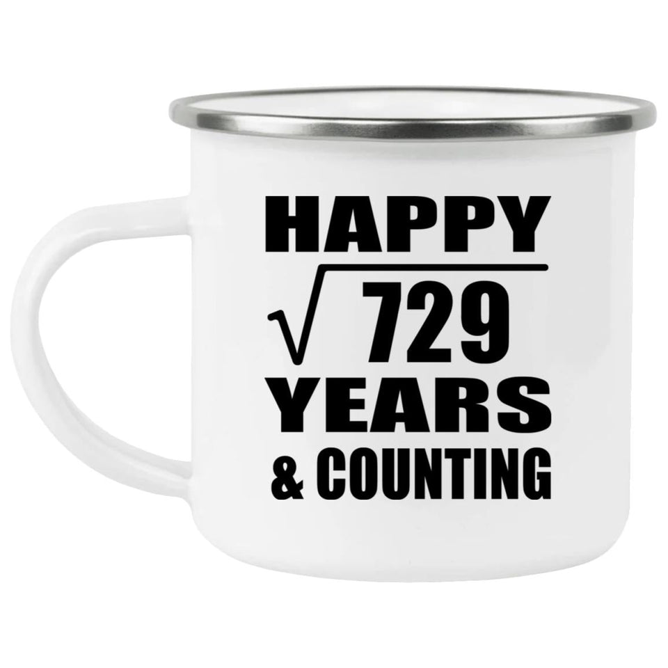 Happy 27th Anniversary Square Root of 729 Years & Counting - 12oz Camping Mug