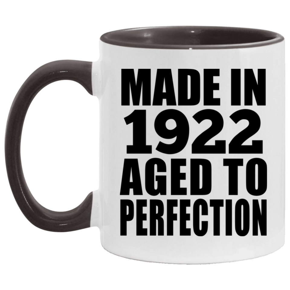 102nd Birthday Made In 1922 Aged to Perfection - 11oz Accent Mug Black