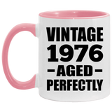 48th Birthday Vintage 1976 Aged Perfectly - 11oz Accent Mug Pink