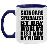 Skincare Specialist By Day World's Best Mom By Night - 11oz Accent Mug Purple