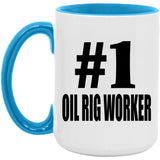 Number One #1 Oil Rig Worker - 15oz Accent Mug Blue