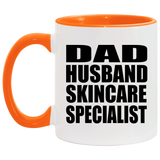 Dad Husband Skincare Specialist - 11oz Accent Mug Orange