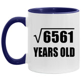 81st Birthday Square Root of 6561 Years Old - 11oz Accent Mug Purple