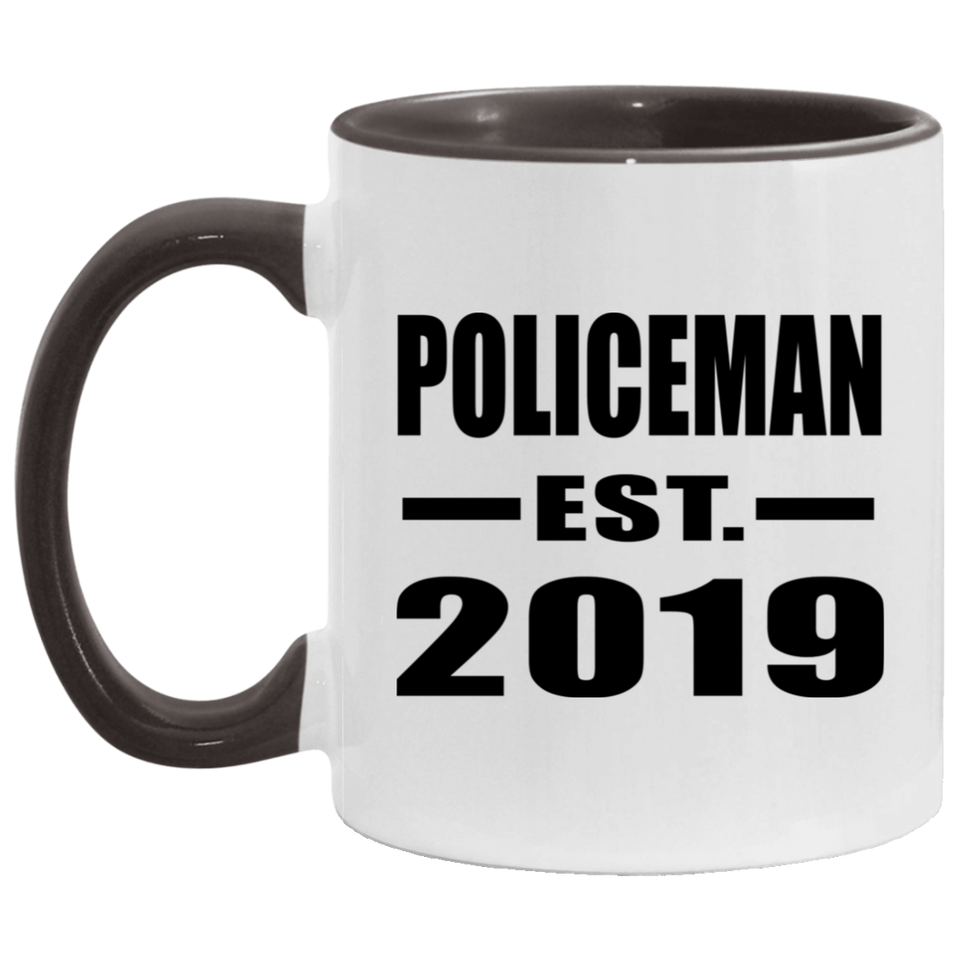 Policeman Established EST. 2019 - 11oz Accent Mug Black