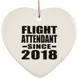 Flight Attendant Since 2018 - Heart Ornament