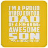 Proud Video Editor Dad Of Awesome Son - Drink Coaster