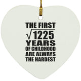 35th Birthday Square Root of 1225 Years of Childhood - Heart Ornament