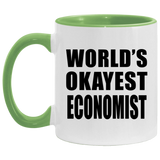 World's Okayest Economist - 11oz Accent Mug Green