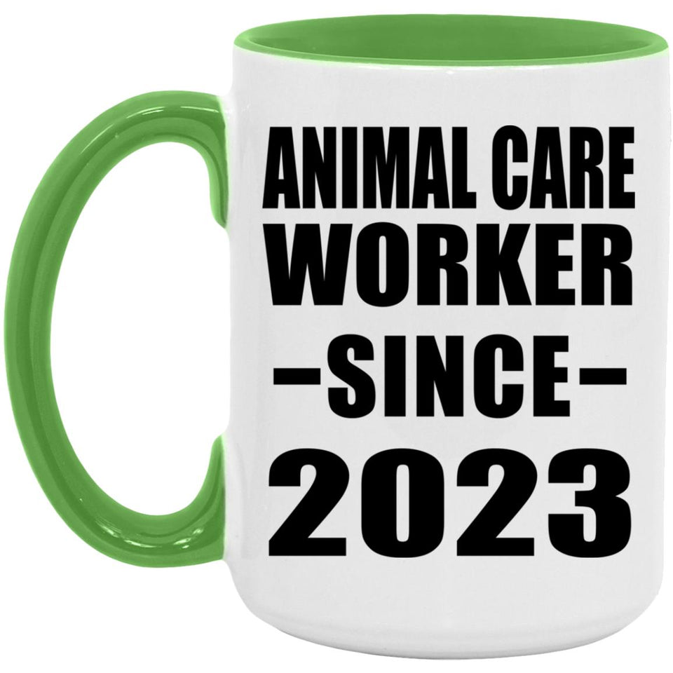 Animal Care Worker Since 2023 - 15oz Accent Mug Green
