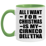 All I Want For Christmas Is My Cirneco Dell'etna - 11oz Accent Mug Green