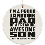 Proud Janitor Dad Of Awesome Son - Circle Ornament
