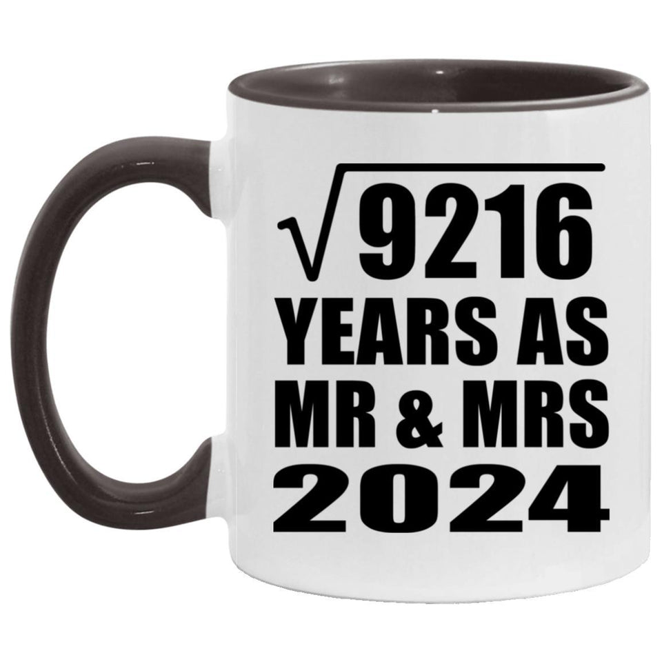 96th Anniversary Square Root of 9216 Years As Mr & Mrs 2024 - 11oz Accent Mug Black