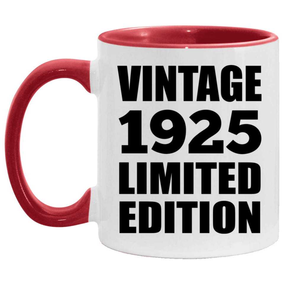 99th Birthday Vintage 1925 Limited Edition - 11oz Accent Mug Red