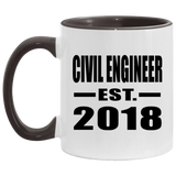 Civil Engineer Established EST. 2018 - 11oz Accent Mug Black
