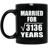 56th Anniversary Married For Square Root of 3136 Years - 11oz Coffee Mug Black