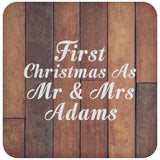 First Christmas As Mr & Mrs Adams - Drink Coaster E