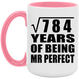 28th Anniversary Square Root of 784 Years of Mr Perfect - 15oz Accent Mug Pink