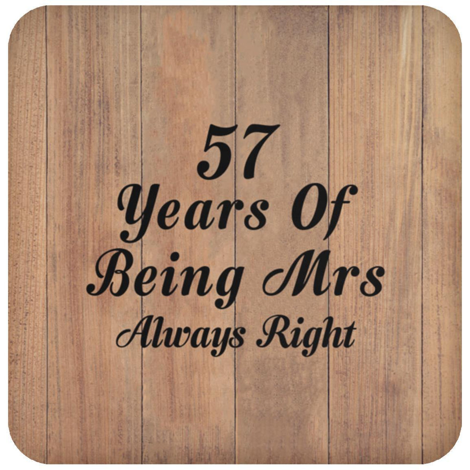 57th Anniversary 57 Years Of Being Mrs Always Right - Drink Coaster C