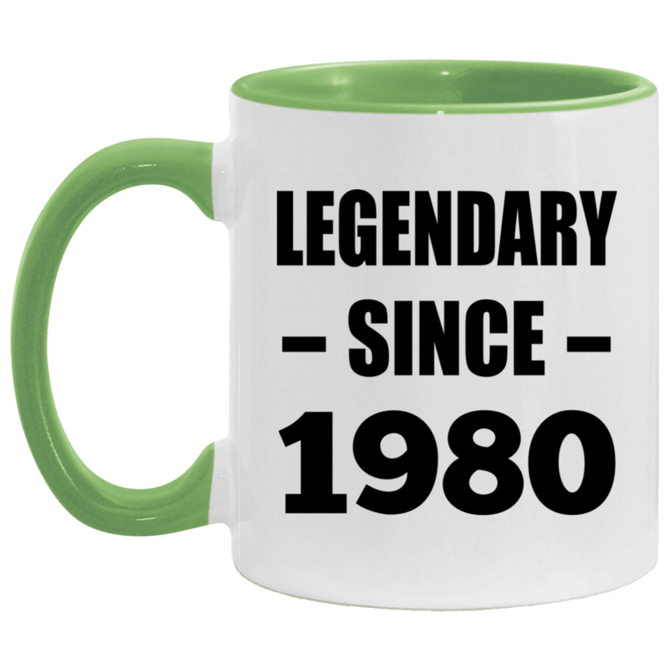 44th Birthday Legendary Since 1980 - 11oz Accent Mug Green
