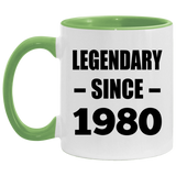 44th Birthday Legendary Since 1980 - 11oz Accent Mug Green