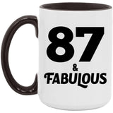 87th Birthday 87 & Fabulous - 15oz Accent Mug Black