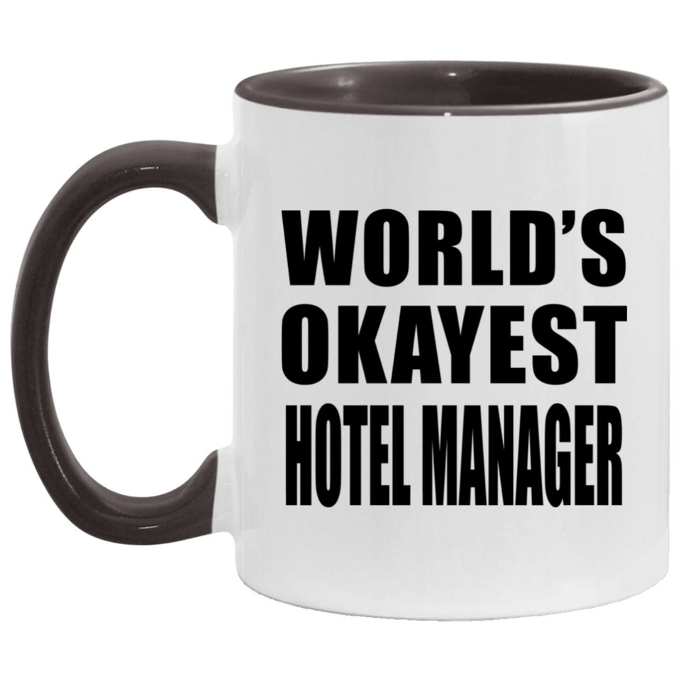 World's Okayest Hotel Manager - 11oz Accent Mug Black